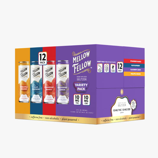 Mellow Fellow Delta 9 THC + CBD Seltzer Beverage 20MG - Variety 24 Pack - MASTER CASE