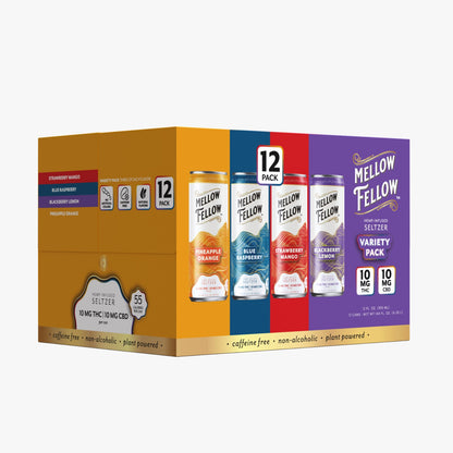 Mellow Fellow Delta 9 THC + CBD Seltzer Beverage 20MG - Variety 24 Pack - MASTER CASE