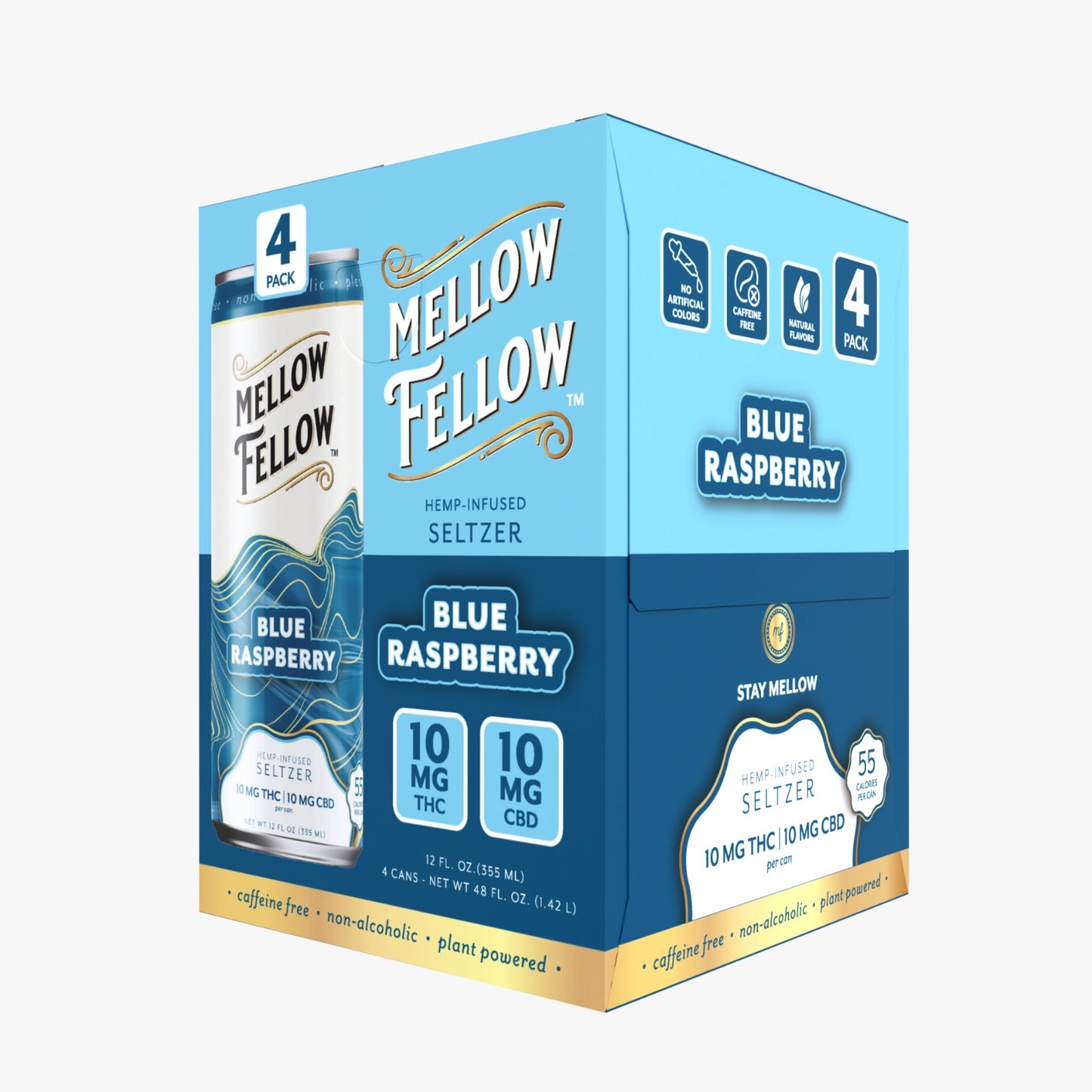 Mellow Fellow Delta 9 THC + CBD Seltzer Beverage 20MG - 24 Packs MASTER CASE