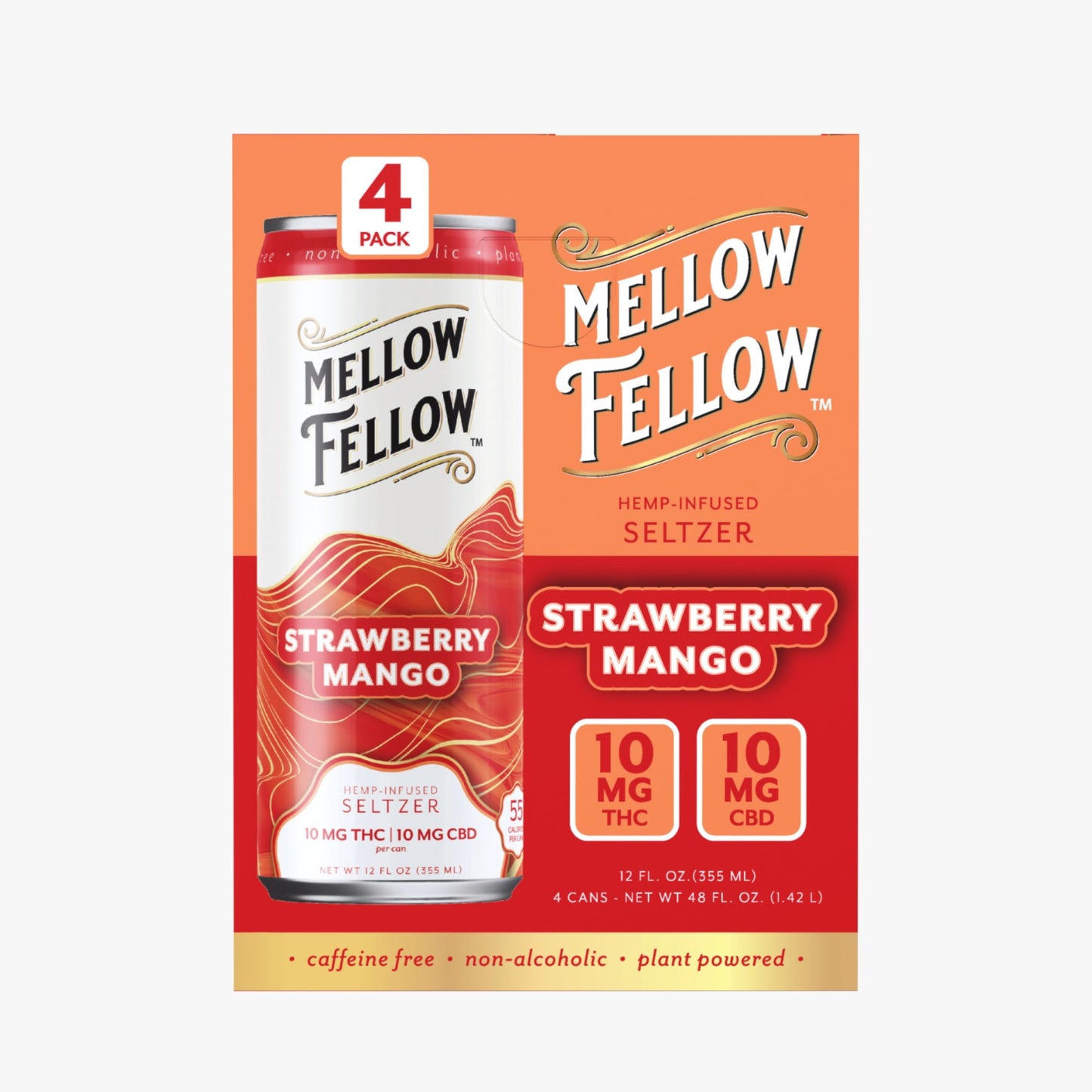 Mellow Fellow Delta 9 THC + CBD Seltzer Beverage 20MG - 24 Packs MASTER CASE