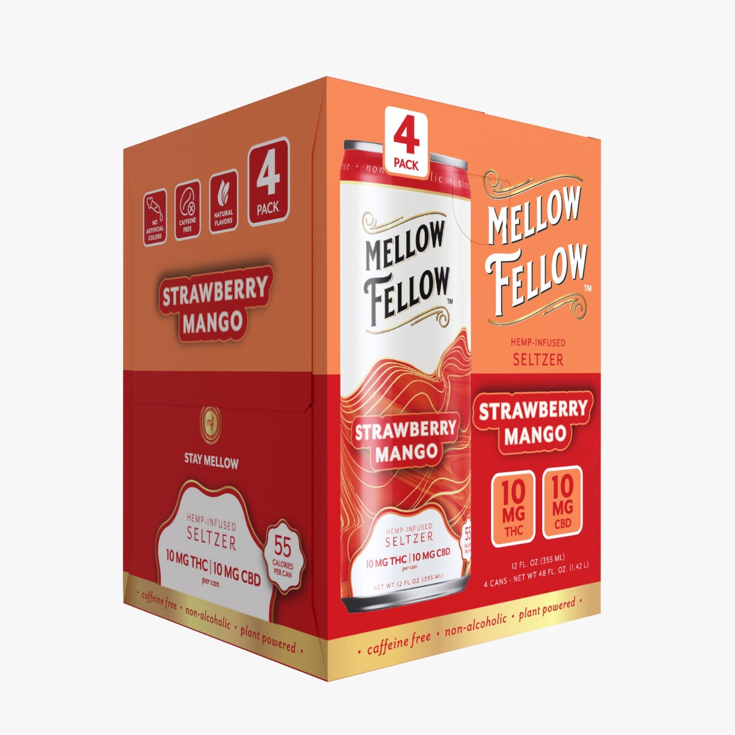 Mellow Fellow Delta 9 THC + CBD Seltzer Beverage 20MG - 24 Packs MASTER CASE