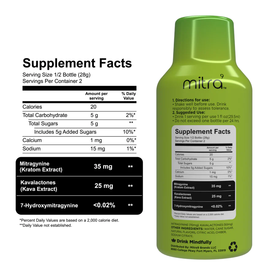 Mitra-9 Kratom & Kava Shot 2oz I Display Box of 12